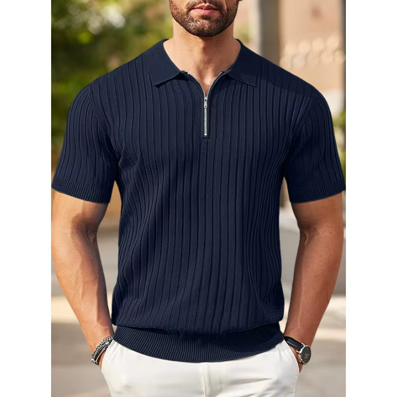 Polo en tricot côtelé pour homme