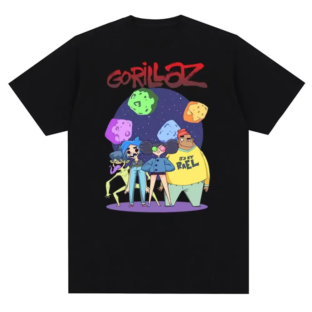 Groupe de musique Gorillazs Punk Rock imprimé t-shirt années 90 décontracté mode manches courtes grande taille