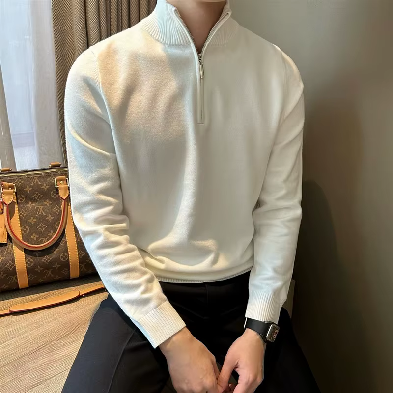 Pull à manches longues et demi-col roulé pour homme