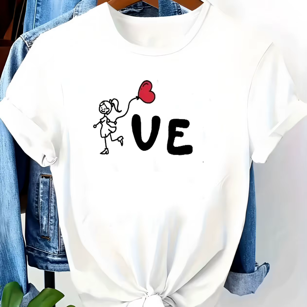 T-shirts de couple imprimés LOVE, tenues assorties pour hommes et femmes, t-shirts à manches courtes avec motif de cœur de dessin animé mignon, hauts décontractés pour la Saint-Valentin