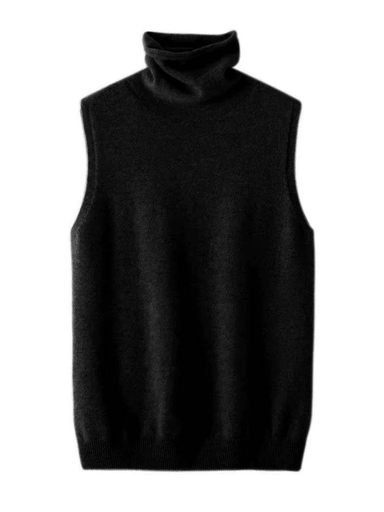 Femmes 100% laine mérinos pulls sans manches col roulé pull gilet