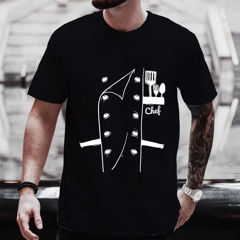 Drôle Chef t-shirt hommes à manches courtes cuisinier