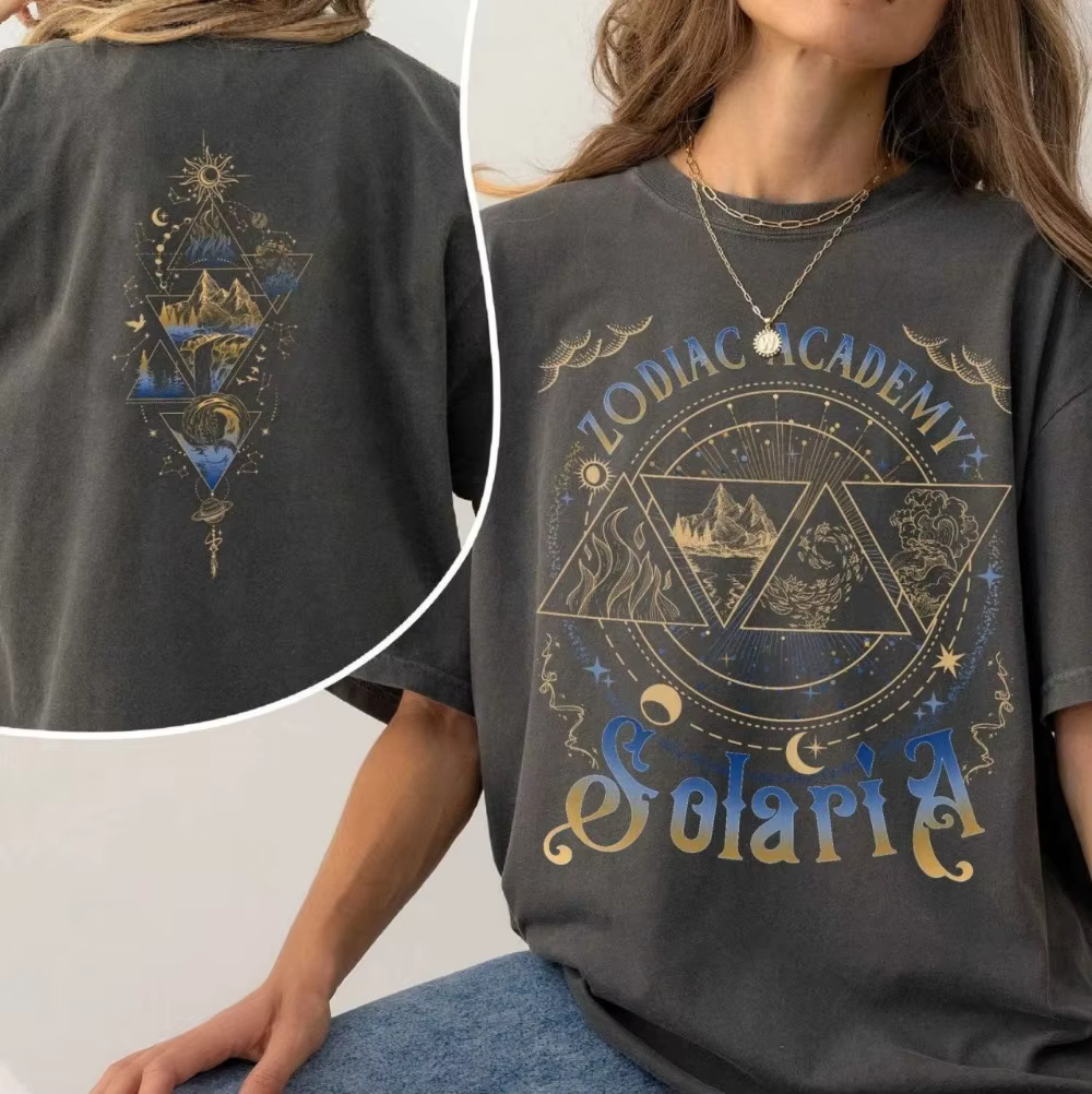 Zodiac Academy Graphic Tee Chemise de roman d'astrologie et de magie pour les fans fantastiques Cadeau idéal pour les amateurs du zodiaque et du livre