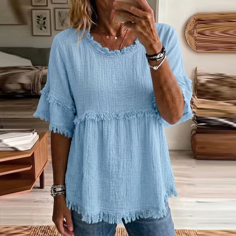 T-shirt élégant pour femme à franges