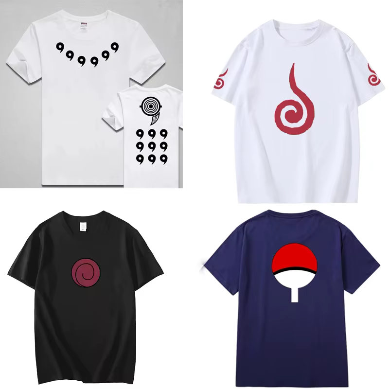 T-shirt avec symbole d'anime Naruto pour hommes et femmes