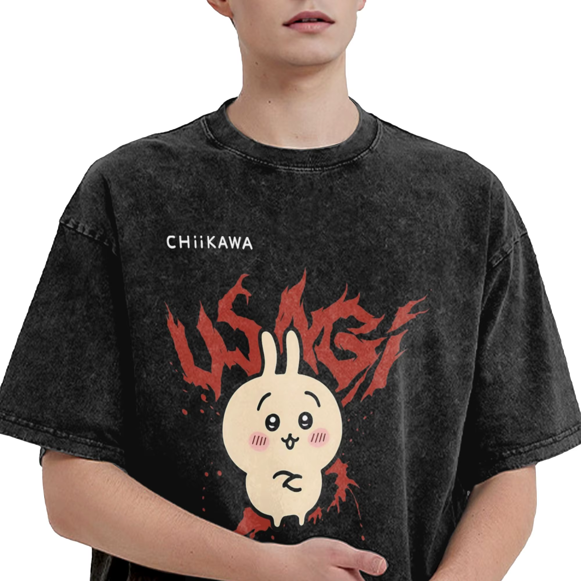 T-shirt délavé Kawaii Chiikawas