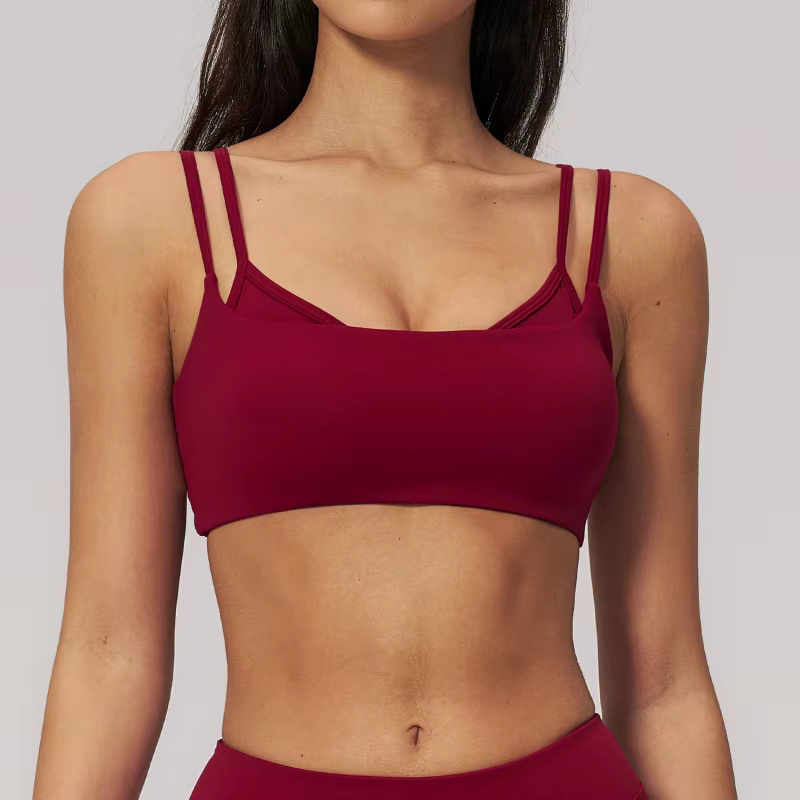 Débardeur de yoga sportif pour femme à double bretelle avec coussinets de poitrine