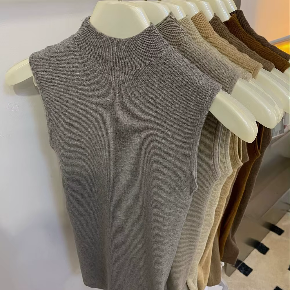 Pull-Over Simple à Col Mi-Haut pour Femme