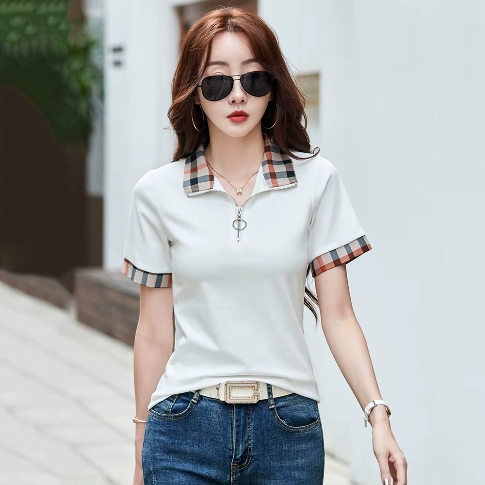 Nouveau T-shirt Polo d'été en coton pour femmes