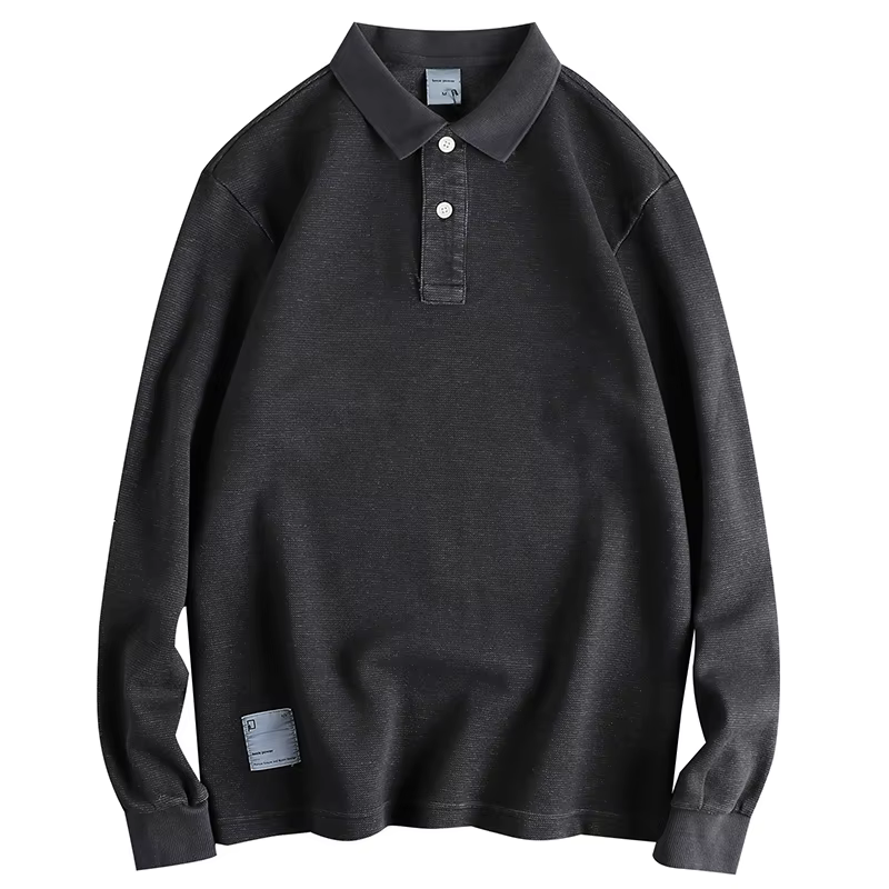 Polo rétro américain à manches longues pour hommes