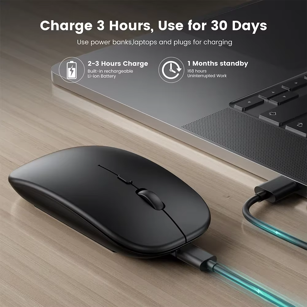 Souris de jeu sans fil, Compatible Bluetooth (Dual Mode: BT + 2.4Ghz), ergonomique et Rechargeable, pour PC/ordinateur portable/Macbook 