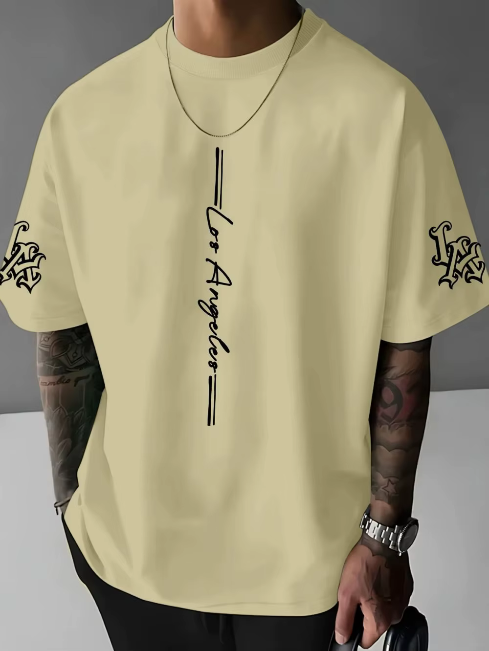 T-shirt Homme Été 2026 - Nouveau Design Minimaliste Lettres Imprimées en 3D - Vêtement de Loisirs Extérieur