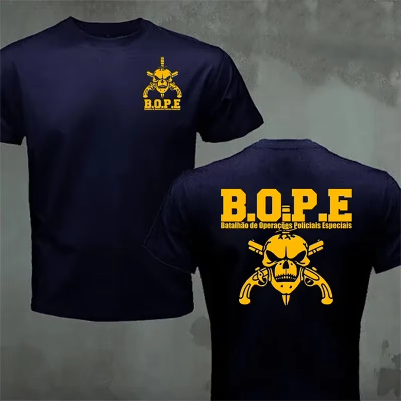 Brésil BOPE Elite Force Spéciale T-shirt Noir Beige Blanc Coton O-cou D'été À Manches Courtes Décontracté Hommes