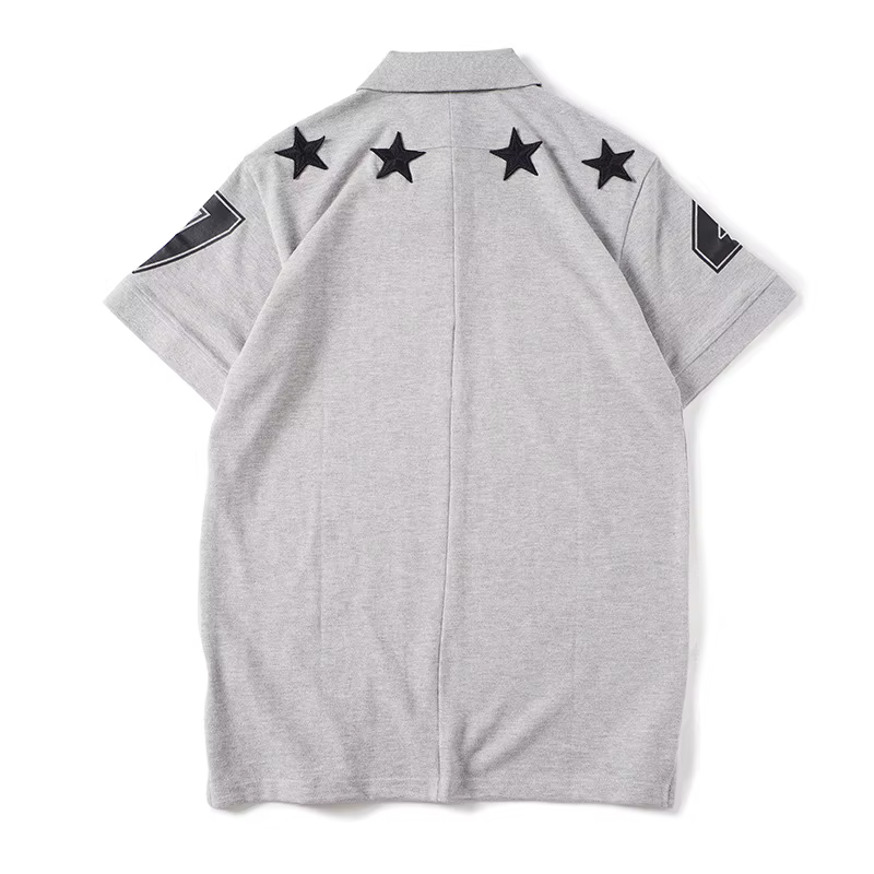 Haut nouveau hommes luxe 2021 classique brodé PU cuir étoile 74 polos chemise Hip Hop Skateboard coton Polo Top M-2XL # D177