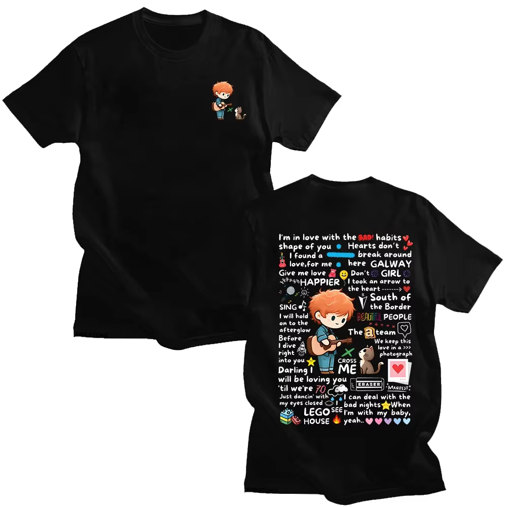 Ed Sheeran Graffiti motif t-shirt nouveau à la mode décontracté femmes hommes vêtements Y2k T-shirts