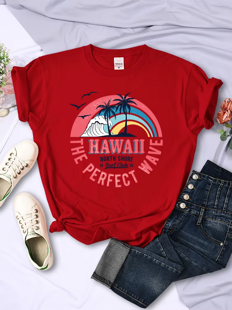 Hawaii la vague parfaite femmes t-shirt été respirant