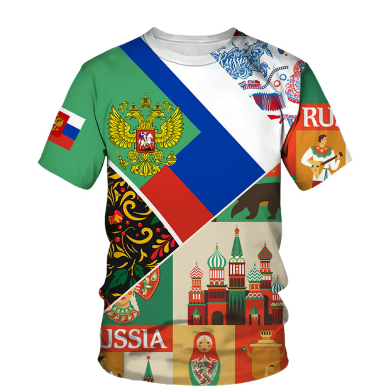 Russie drapeau motif t-shirt pour hommes emblème National ethnique 3D imprimé T-Shirts été décontracté col rond