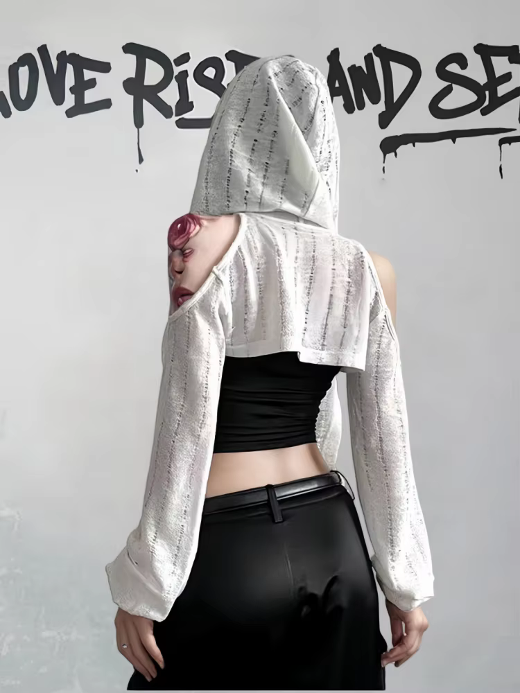 T-shirt à manches longues et épaules dénudées pour femmes