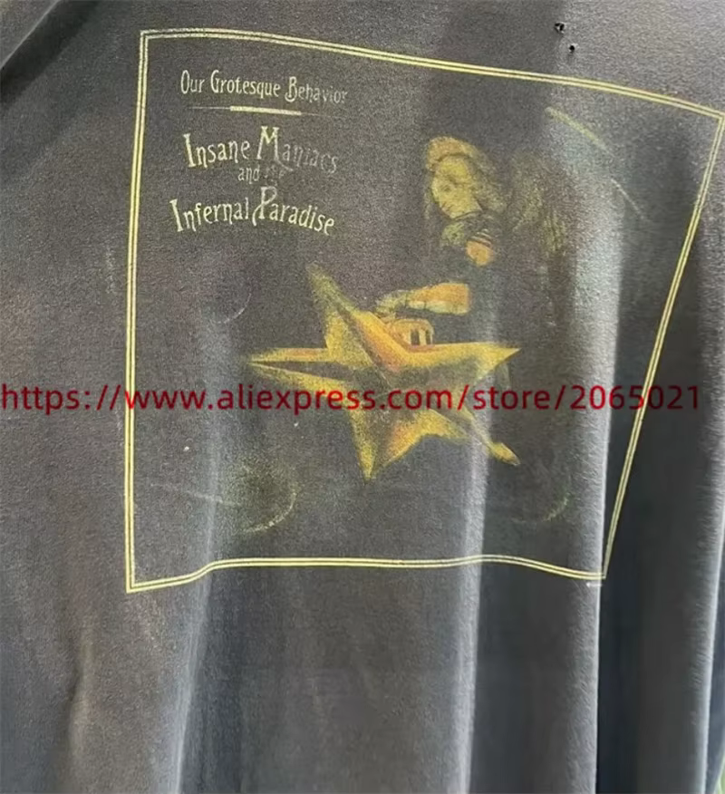 T-Shirt Bleu Délavé Vintage pour Homme et Femme, de Haute Qualité