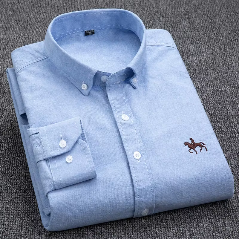 Chemise en pur coton Oxford brodée pour homme