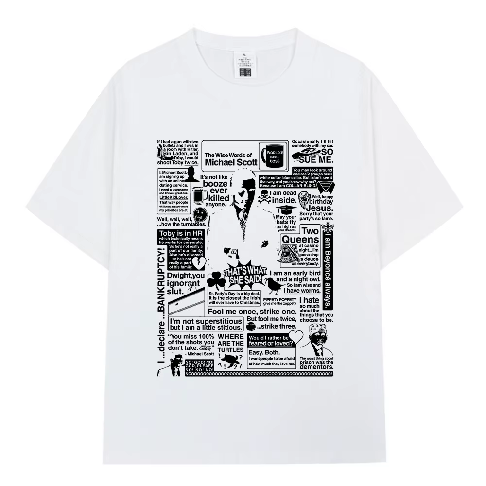 Les mots sages de Michael Scott hommage le bureau T-shirt série TV Dwight Schrute Jim Halpert T-Shirts surdimensionnés à manches courtes