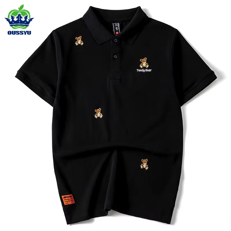 Polo de luxe brodé ours en peluche pour hommes