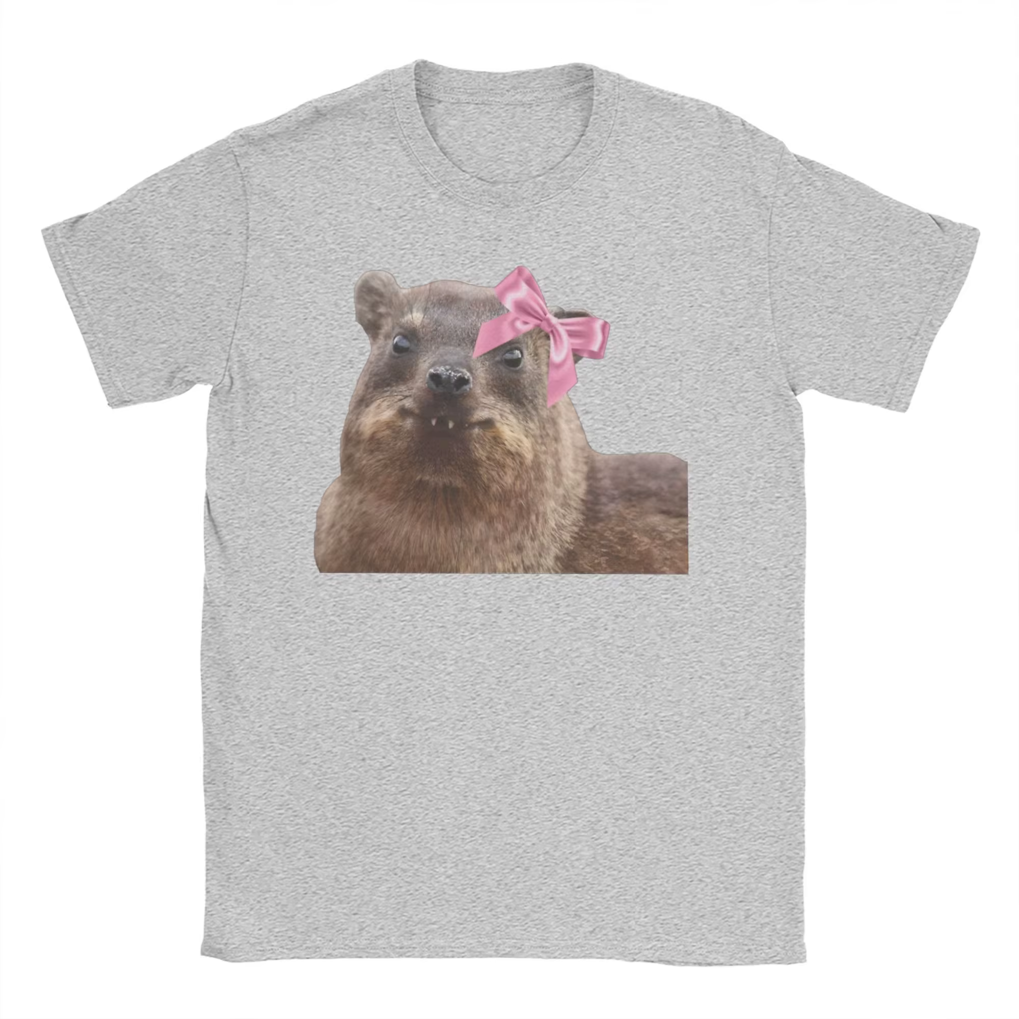 T-shirt Hyrax Awawa pour femme avec un col rond mignon et un motif de lapin