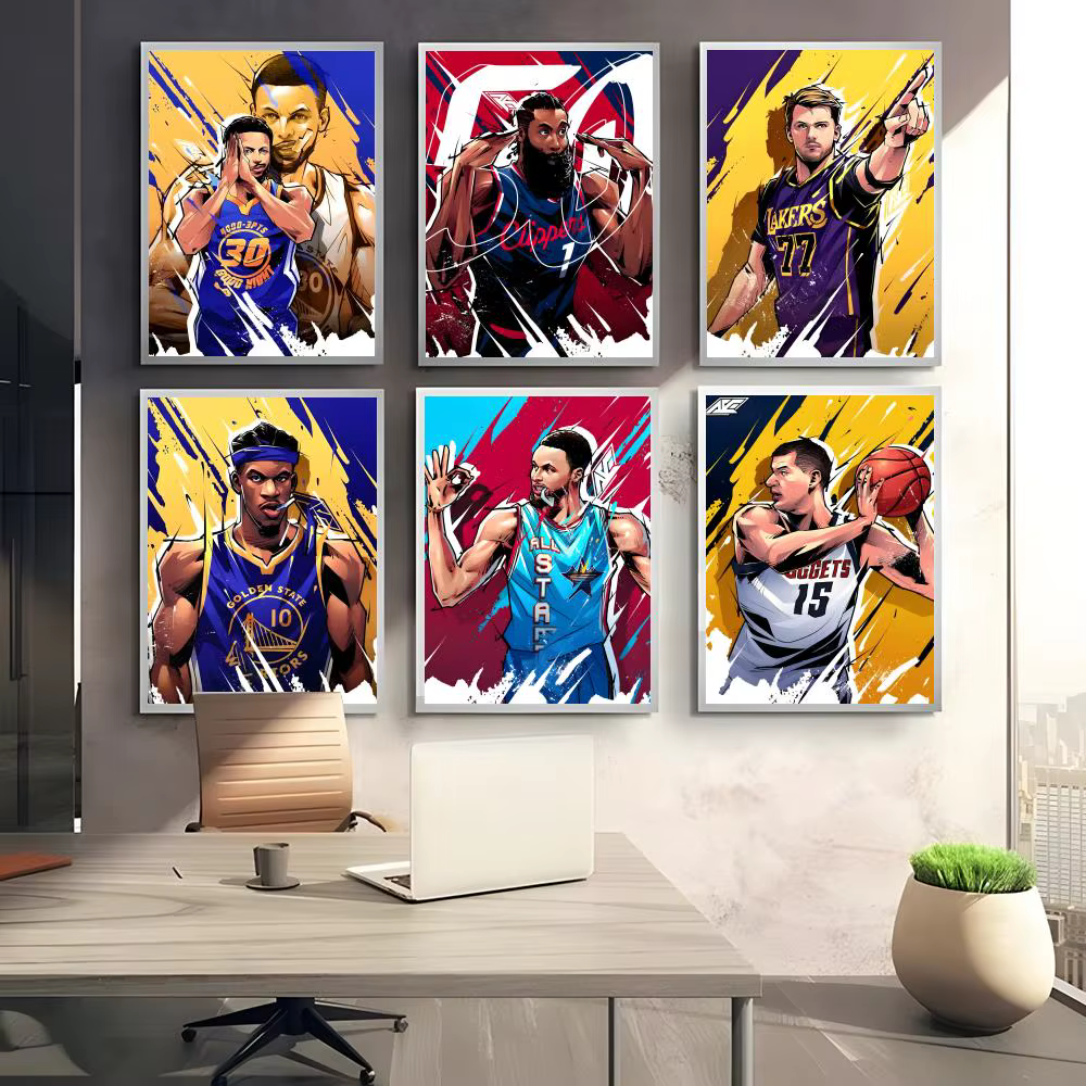 Affiche de joueur de basket-ball de dessin animé N-NBA