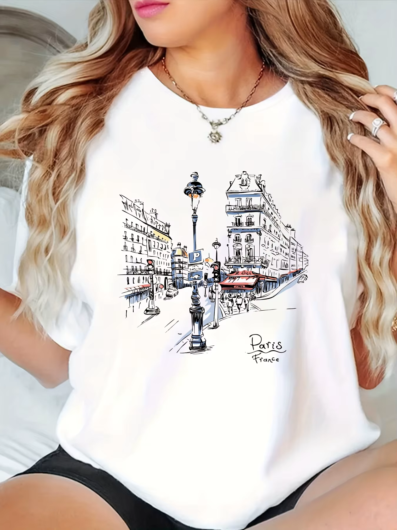 T-shirt imprimé Paris Street pour femmes
