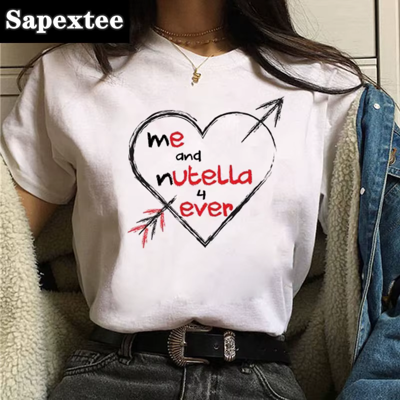 T-shirt imprimé Nutella Kawaii pour femme
