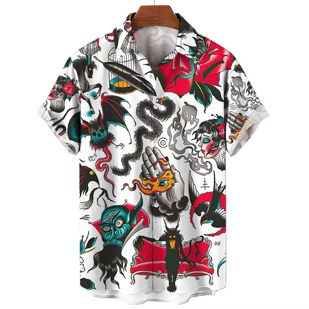 Chemise japonaise à manches courtes pour hommes