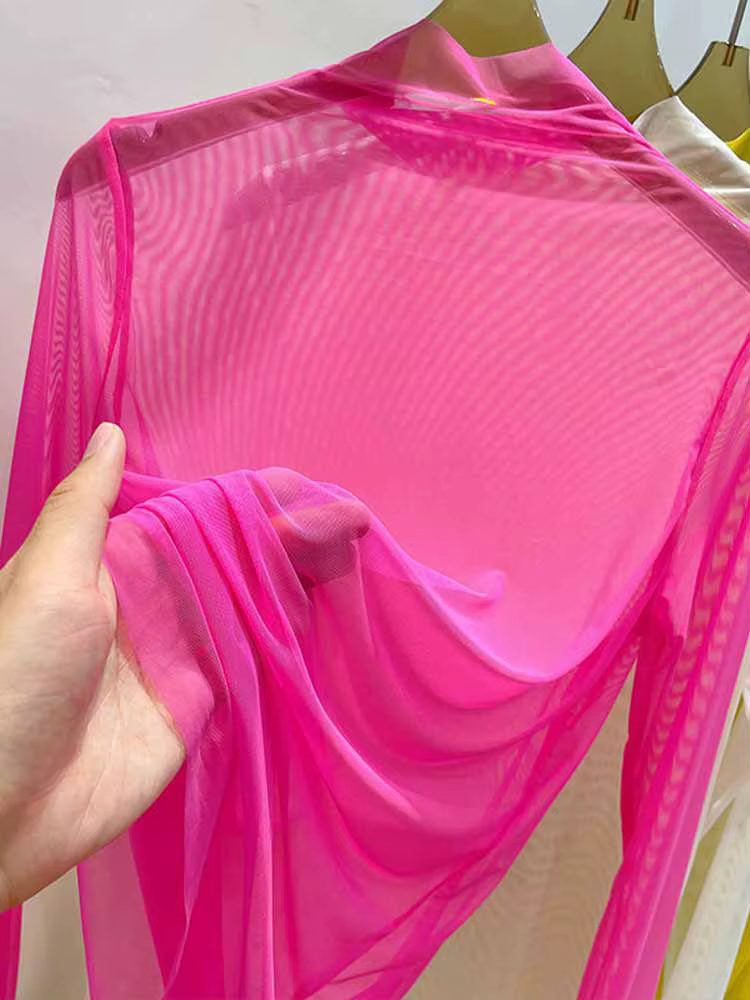 T-shirt à manches longues en gaze transparente pour femmes