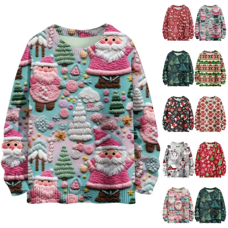 39BB Pull Noël à manches longues pour Sweat-shirt imprimé
