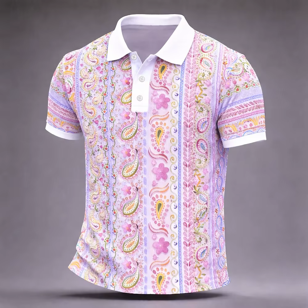 Chemises polo pour hommes à imprimé paisley 3D