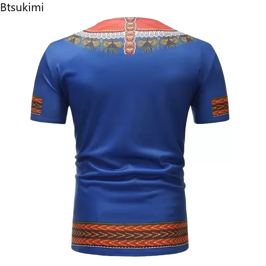 2026 T-Shirts pour hommes imprimé africain à manches courtes décontracté chemises minces