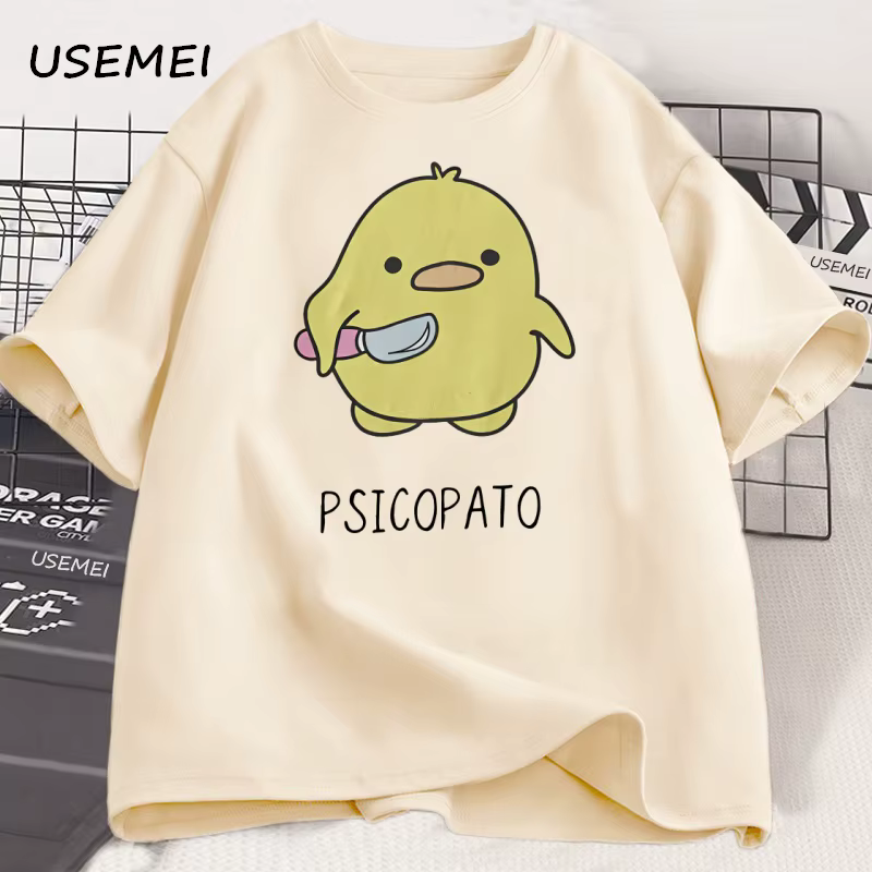 Psicopato T-shirt hommes femmes mignon canard avec couteau