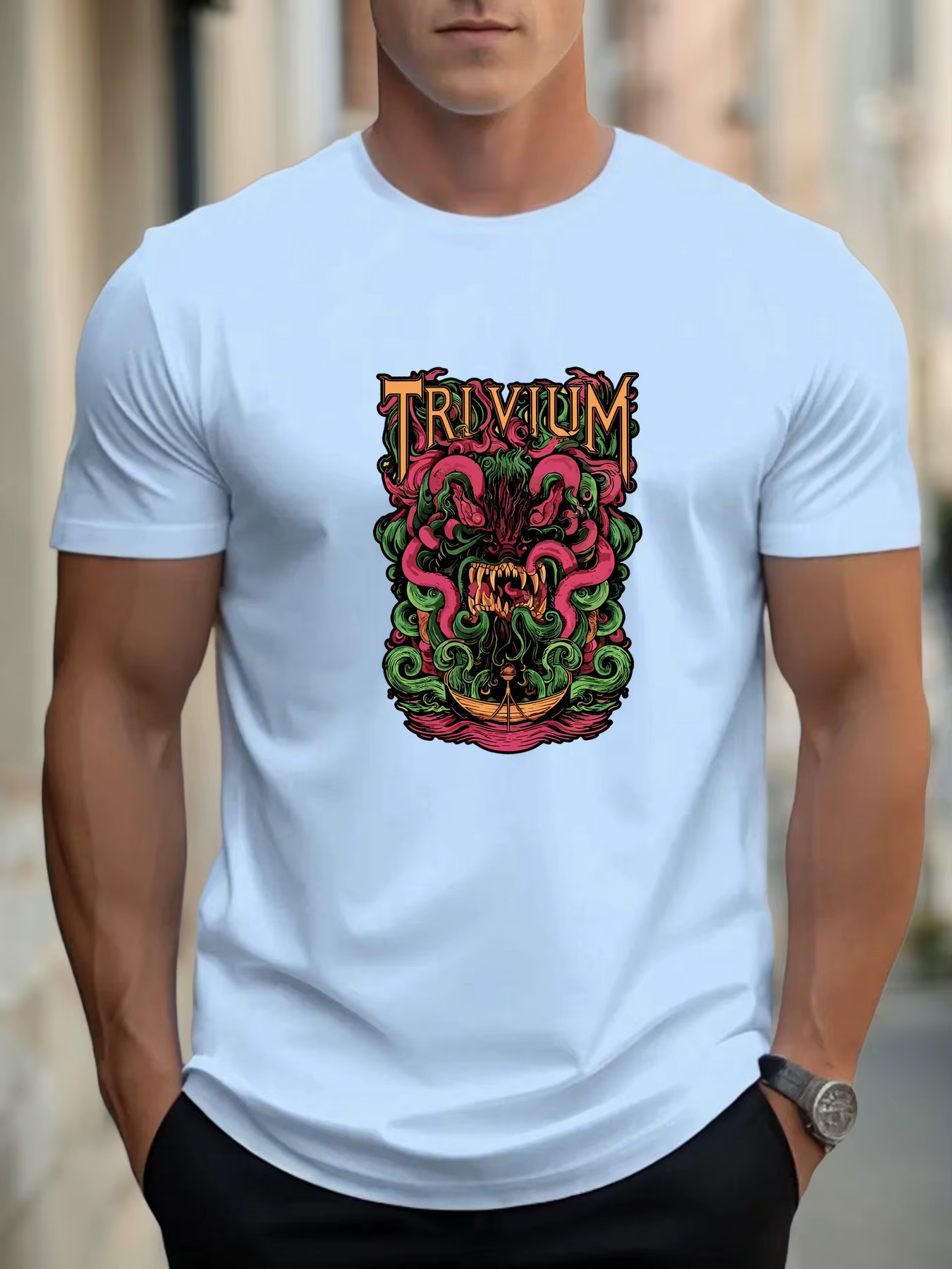 T-shirts pour hommes trivia monster 100 % coton impression graphique été t-shirt col rond décontracté respirant style de rue haut quotidien