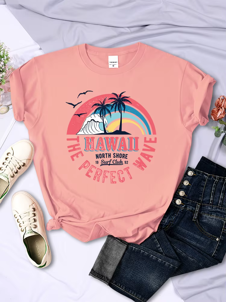 Hawaii la vague parfaite femmes t-shirt été respirant