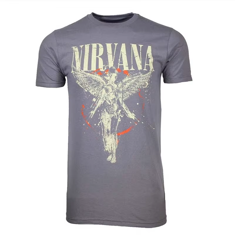 T-Shirt classique avec Logo rouge du groupe de Rock Nirvana