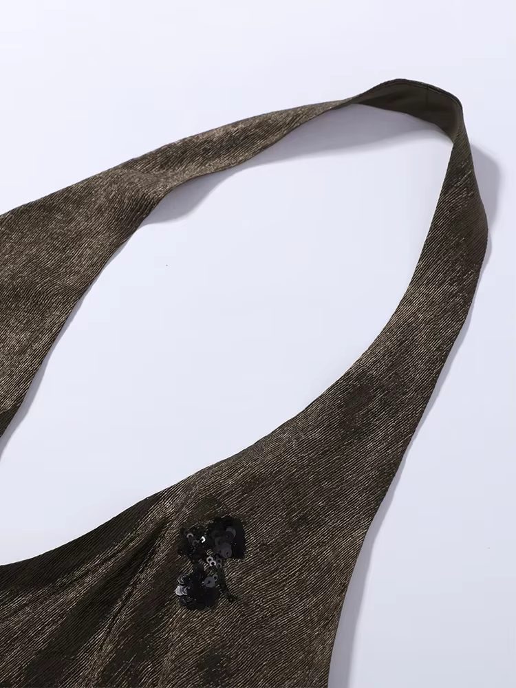 Ensemble deux pièces vintage pour femme : Gilet à sequins