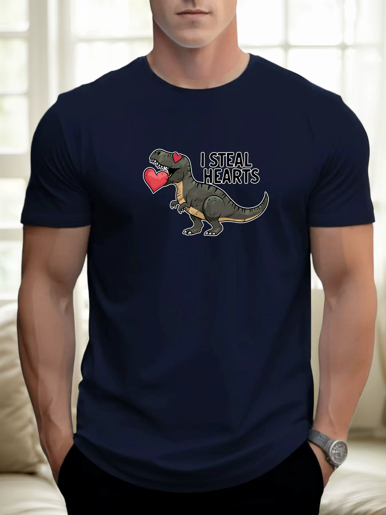 T-shirt pour hommes I STEAL HEARTS 100 % coton impression graphique été