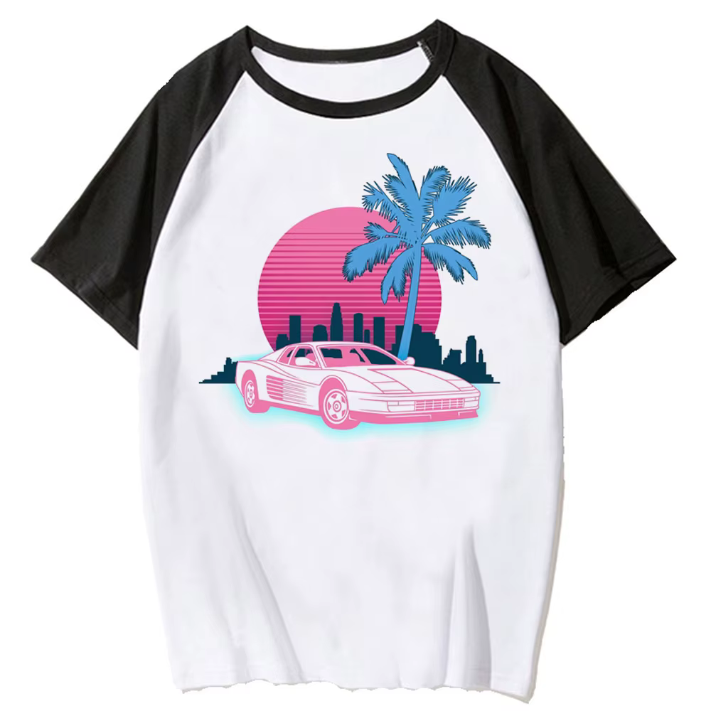 T-shirt femme, vêtement humoristique, japonais, créateur de manga, miami vice