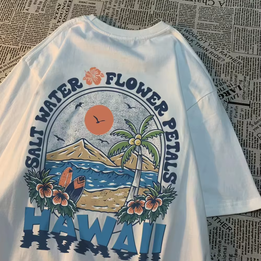 T-shirts décontractés style Harajuku Hawaï pour hommes et femmes