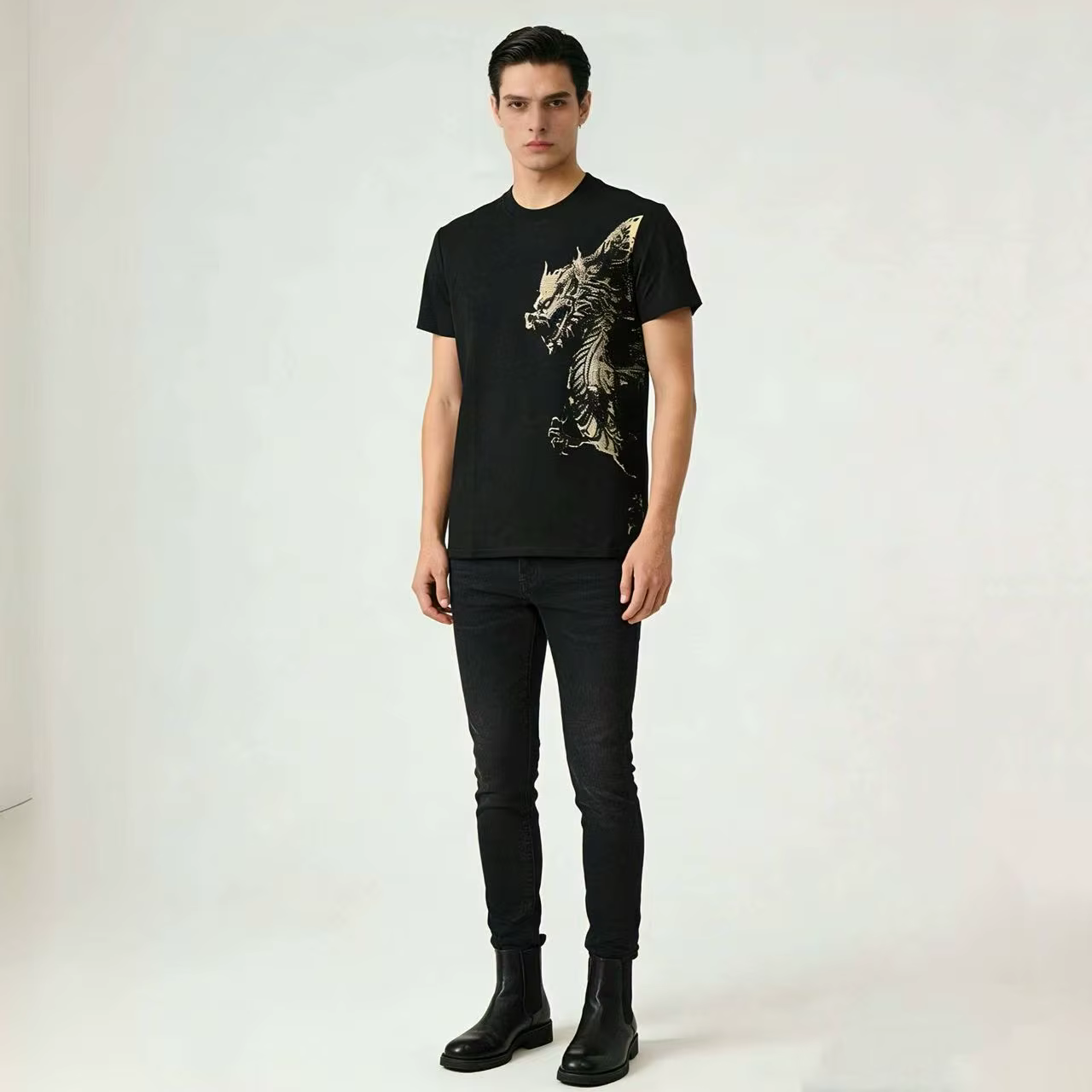 T-shirt homme Alex Plein en coton de luxe à col rond et manches courtes