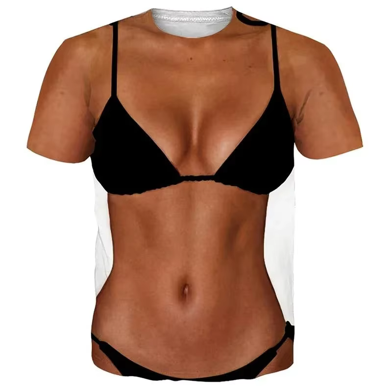 T-shirt graphique drôle pour homme avec poitrine poilue