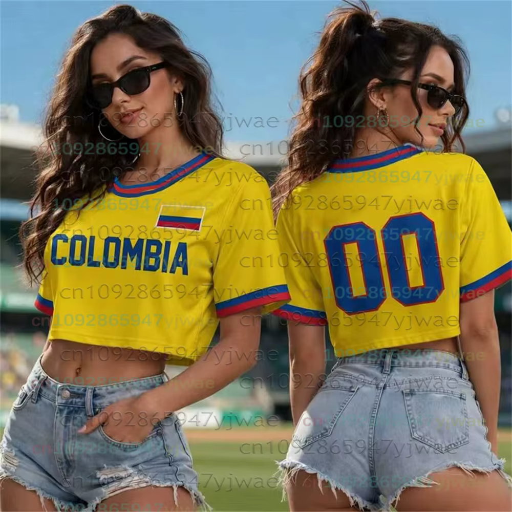 Maillot court de football COLOMBIA personnalisé – T-shirt de supporter de football pour homme et femme