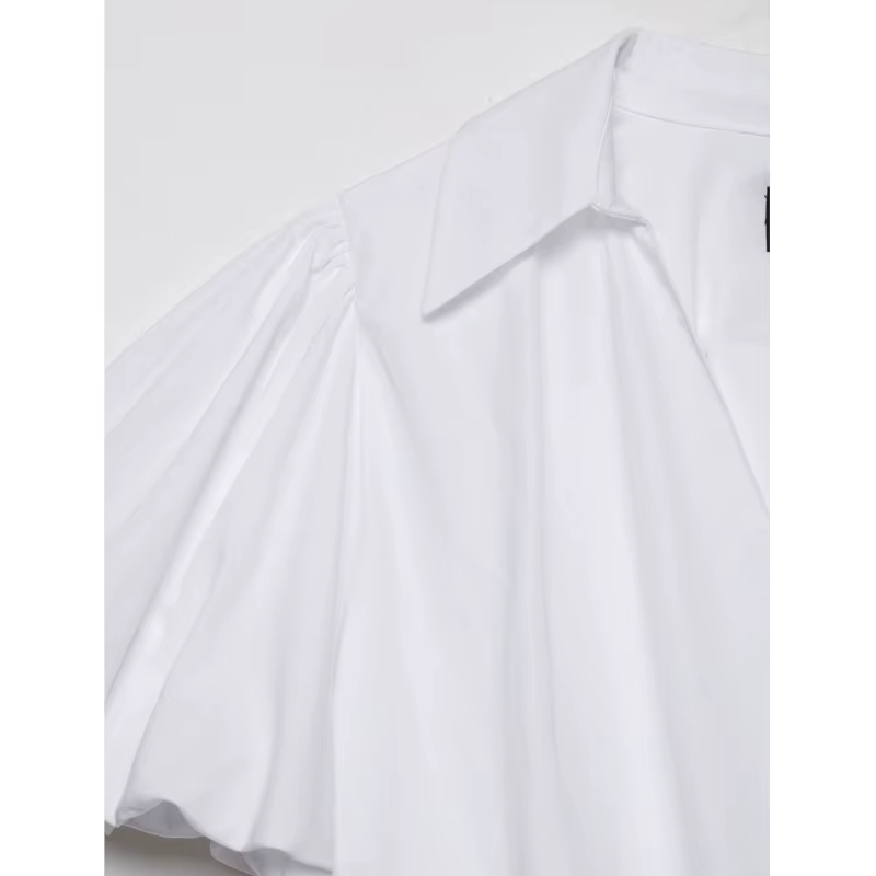 Chemisier ballon pour femme Nouvelle collection Printemps-Été 2026 – Blouse simple à col en V et manches courtes