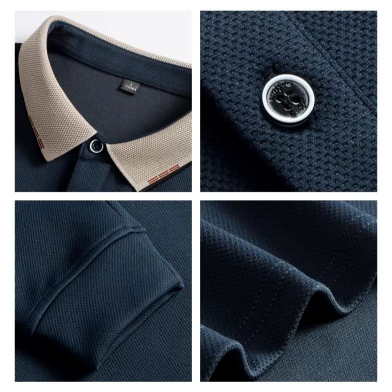Grande taille classique hommes polos décontractés à manches longues col T-shirt homme d'affaires décontracté grand Plus bureau travail vêtements de golf 9XL