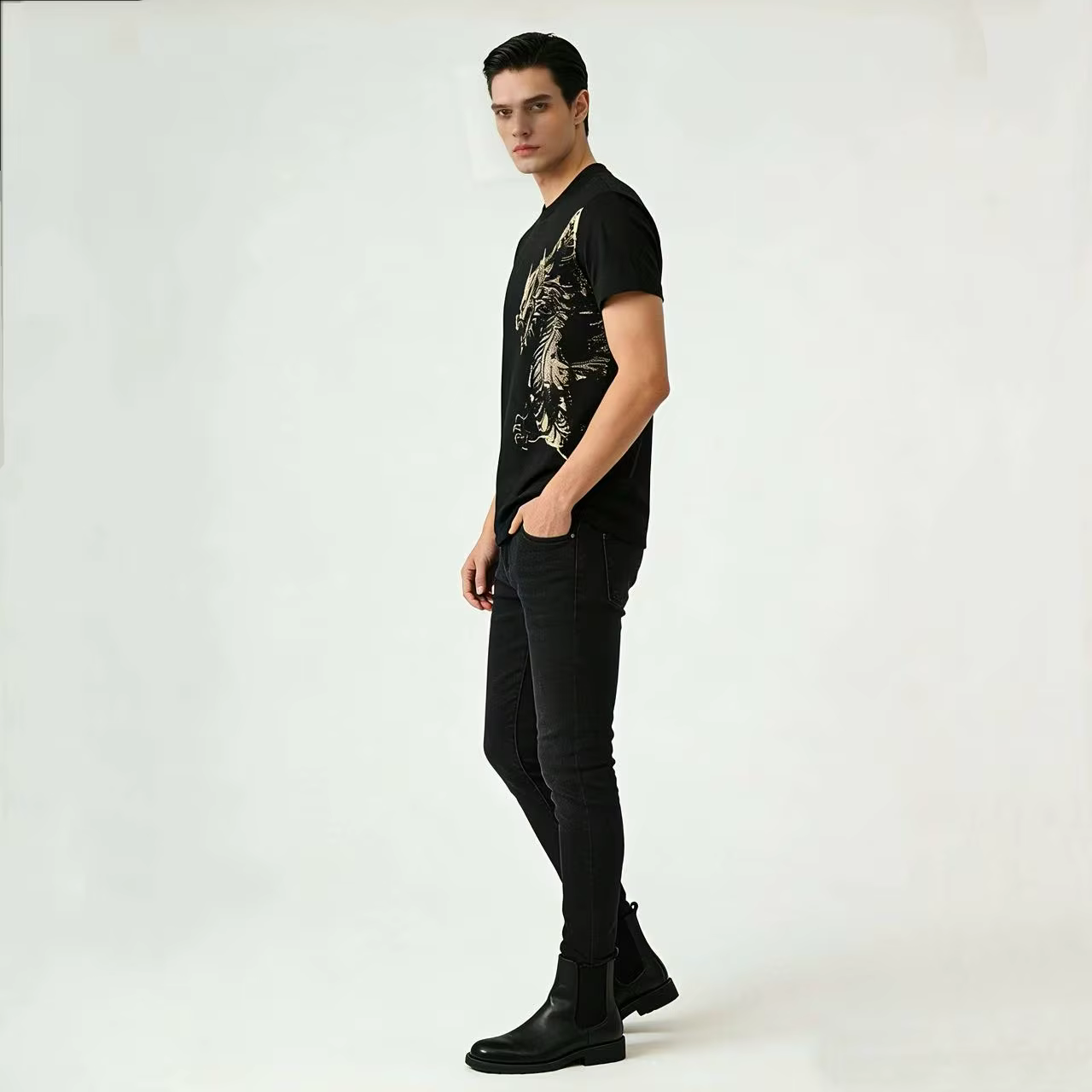 T-shirt homme Alex Plein en coton de luxe à col rond et manches courtes