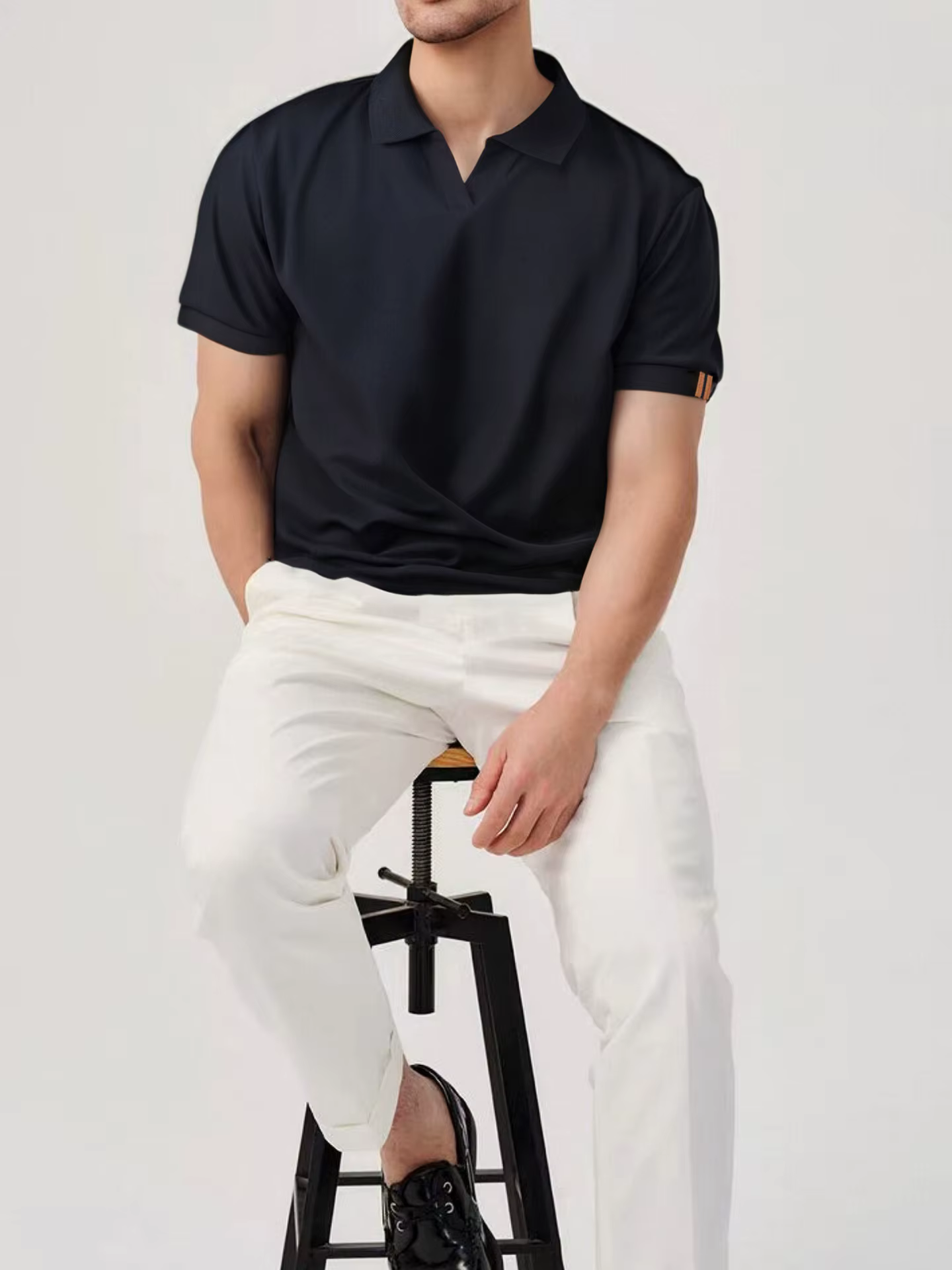 Polo à manches courtes Seagull Neck pour homme